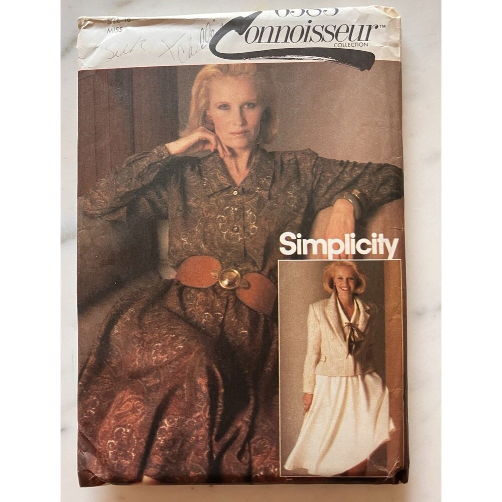 Vintage Simplicity‎ Pattern 6583 Women’s Dress & Lined Jacket Size 16 Uncut 1984